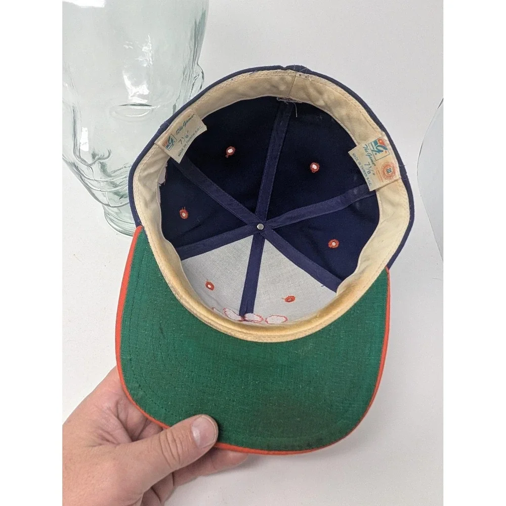 VINTAGE Clemson Tigers Hat Cap Fitted Mens 7 1/8 Blue NCAA Baseball The Game